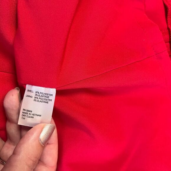 Antonio Melani Cherry Red Francine Square Neck Long Ruched Sleeve Dress Size 6 - Picture 6 of 6